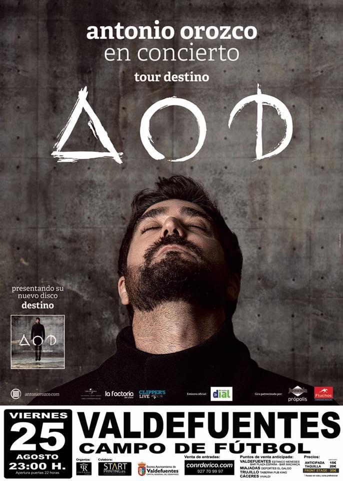 Imagen Antonio Orozco en concierto Tour Destino (Valdefuentes - Campo de Fútbol)