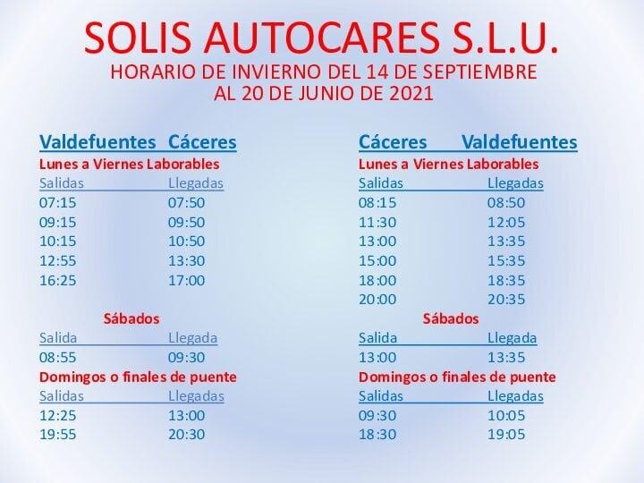 Imagen Horarios Autocares Solís (Público en General)